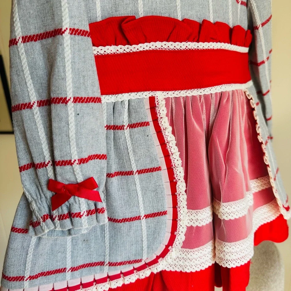 Charming Red and Gray Kids Formal Dress - Picture 3 of 5